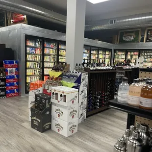 the inside of a liquor store