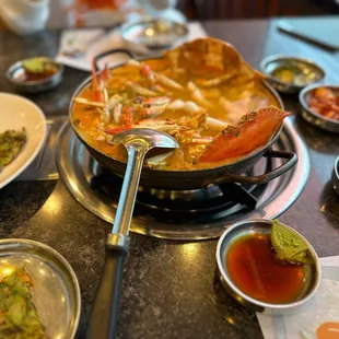 a variety of dishes on a table