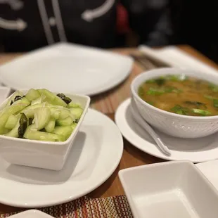 Cucumber Salad &amp; Miso Soup that comes with the Sushi Special*