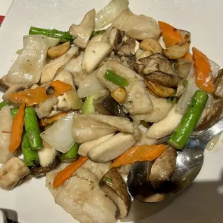 Fish Fillet with Fresh Mushroom and Ginger Scallion