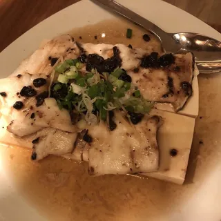 Steamed Sea Bass Fillet on Tofu with Black Bean Sauce