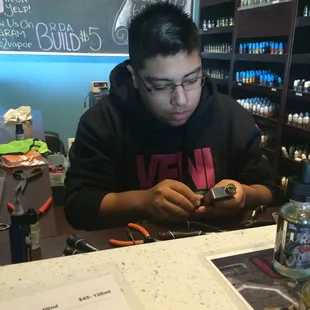 Gio pretends to be Bob the Builder