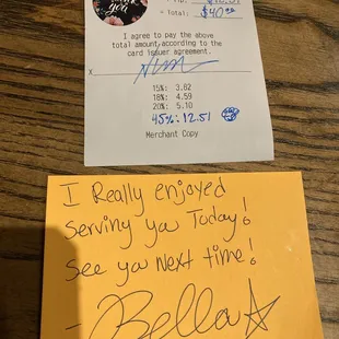 Service was great, food was great, so the tip had to reflect Bella&apos;s service.