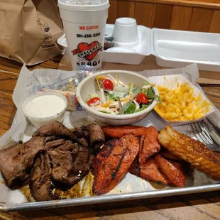 Meat platter with sides. Soooo Good