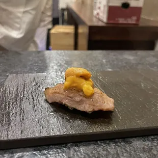 Wagyu, truffle butter, and uni