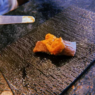 A5 wagyu and uni topping