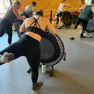 Bar(Re)Bound and Tabata Barre utilize the mini tramps