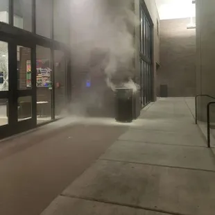 Trash on fire