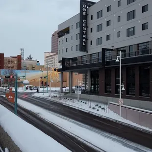 1/2/19 One Central view from the Downtown Railrunner Station.  Just a few steps away to your new apartment in One Central