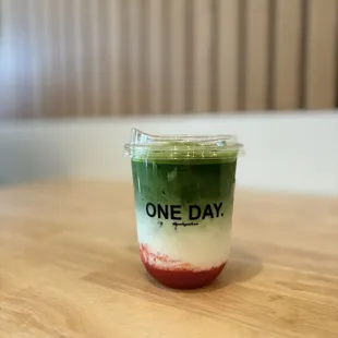 Strawberry matcha latte