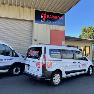 Van graphics and metal sign for Rainbow Int. Restoration