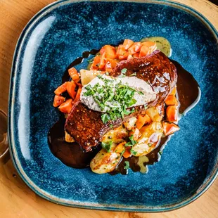 NY Steak with House-made gnocchi and roasted carrots