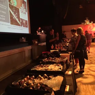 Wines and beers lined up for tastings