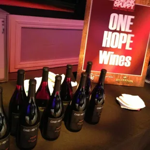 several bottles of wine on a table