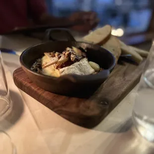 Baked baby Brie! Watch that cast iron, it's hot!