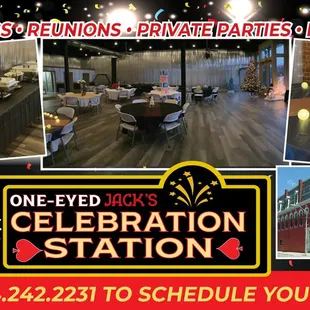 Whether you need just the space or complete catering, full bar, table service, &amp; cleanup, call  Jack's Celebration Station (574) 242-2231.