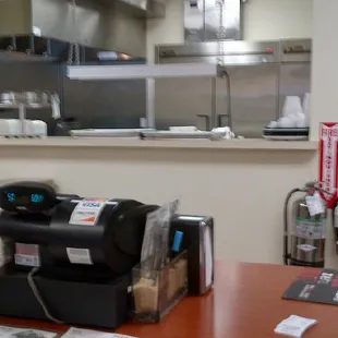 a coffee machine and a counter