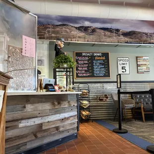 Front counter. Great place. Very chill vibe. Excellent customer service.