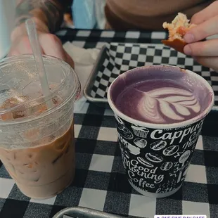 Sea salt iced coffee and ube latte. 10/10