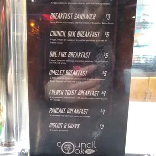 One Fire Casino Breakfast Menu