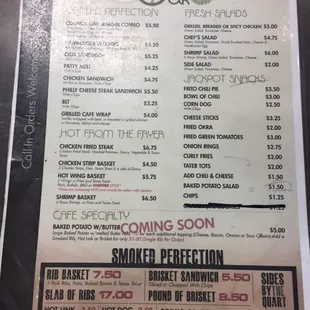 Kitchen Menu at OneFire Casino