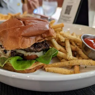 Daily Burger. $22. Bibb lettuce, Roma tomatoes, teriyaki mushrooms, wasabi aioli, pepper jack cheese. Upgrade to truffle fries. +$1.50.