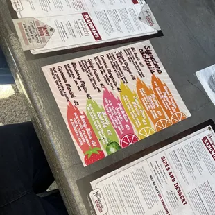 menus on a table