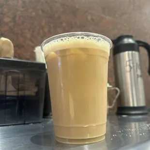 Iced Carmel Latte With Oat Milk!