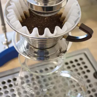 A custom personal pour-over coffee fresh roasted...fresh ground...fresh brewed for you!