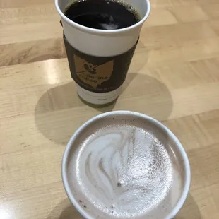 Coffee and Hot chocolate with oat milk