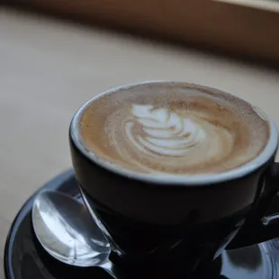 a cappuccino on a saucer