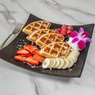 Belgian Waffle with Fresh Fruit