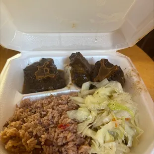 Oxtail, Beans &amp; Rice, Steamed Cabbage