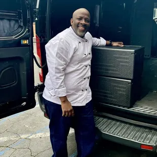 Dropping off Catering for an event.