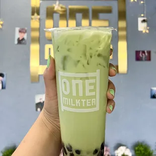 Matcha Milk Tea Special with brown sugar boba