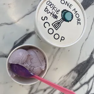 One scoop and a pint to go