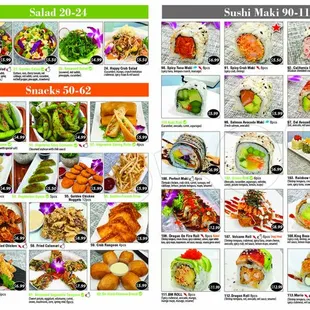 a menu for sushi express