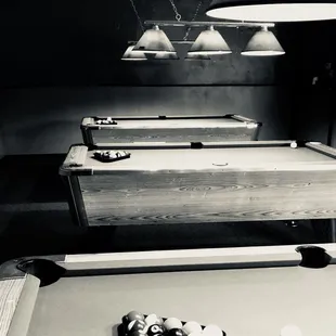 a pool table with eight balls on it