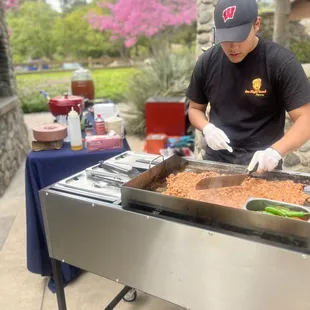 a man preparing food