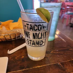 Lime margarita on the rocks.
