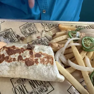 "Cheeseburger" and fries