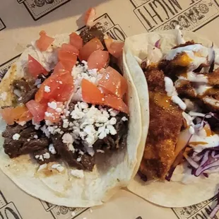 Steak Taco Fresco and Buffalo Chicken Taco