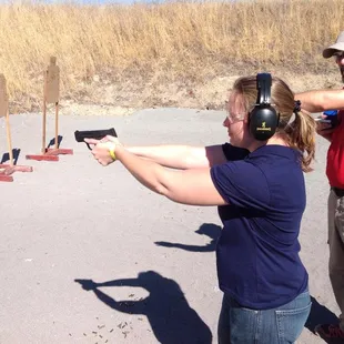 Learning the proper grip for defensive shooting.