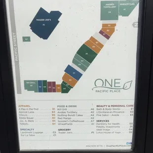 Store directory and Map of shopping center.