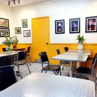 Inside the restaurant, seating area.