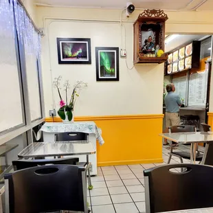 Inside the restaurant, seating area.