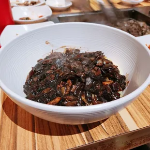 a bowl of food on a table