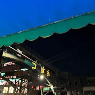 a view of a city street at night