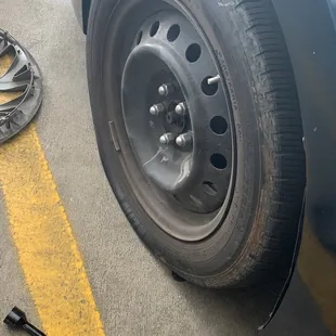 Completely flat tire