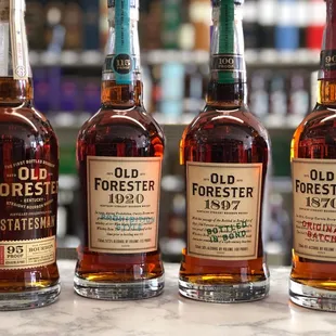 three bottles of old forester